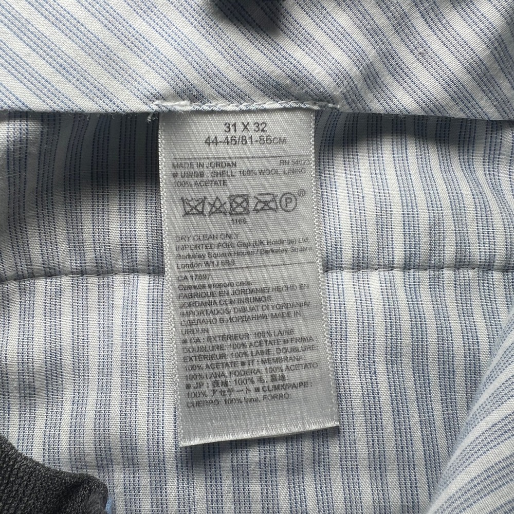 Banana Republic Slim Fit Charcoal Gray 100% Wool Dress Pants 31x32 175360-00 - Picture 7 of 12